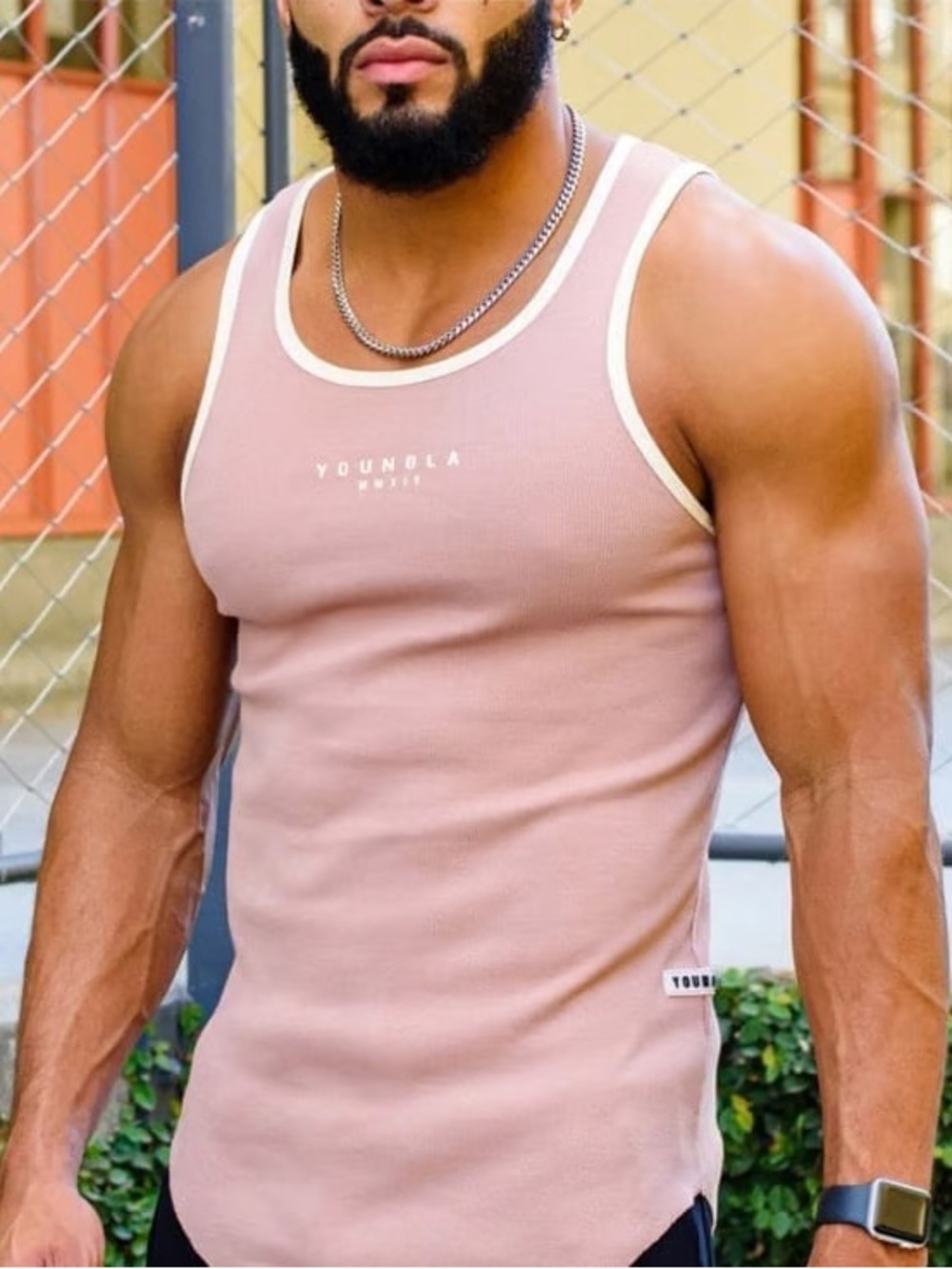 YoungLA Men’s Sleeveless Tank Top in Dusty brown color size small